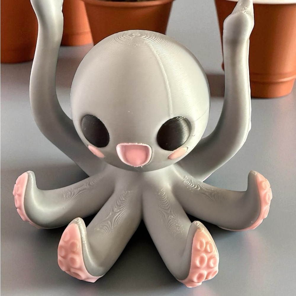 Gray and Pink Octopus Toy